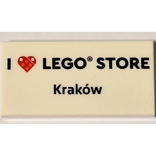 Деталь LEGO 87079pb1517 Tile 2 x 4 with 'I Heart LEGO STORE Kraków' Pattern