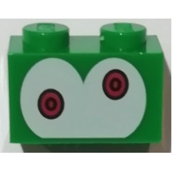 Brick, Modified 1 x 2 with Studs on 1 Side with Red Eyes on White Background Pattern (Super Mario Mechakoopa)
