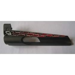 Technic, Panel Fairing # 8 Small Long, Large Hole, Side B with '9' and White, Black and Red Pattern (Sticker) - Set 8470 Technic, Panel Fairing # 8 Small Long, Large Hole, Side B with '9' and White, Black and Red Pattern (Sticker) - Set 8470