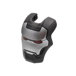 Minifigure, Visor Top Hinge Large with Silver Face Shield, Red Eyes, Black Trim on Cheeks Pattern