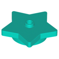Plate, Round 4 x 4 x 2/3 with Star and Open Stud - Dark Turquoise Plate, Round 4 x 4 x 2/3 with Star and Open Stud - Dark Turquoise