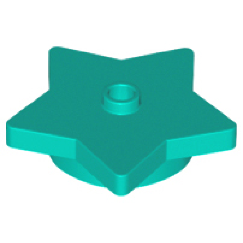 Деталь LEGO 39611 Plate, Round 4 x 4 x 2/3 with Star and Open Stud - Dark Turquoise