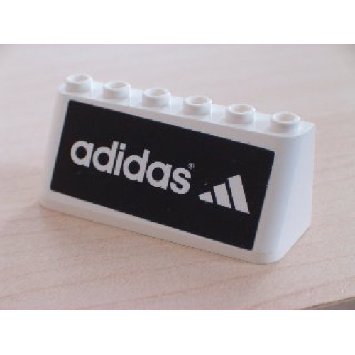 Деталь LEGO 4176pb02 Windscreen 2 x 6 x 2 with Adidas Logo on Black Background Pattern (Sticker) - Sets 3409-1 / 3420-1 / 3420-2 / 3421 / 3424
