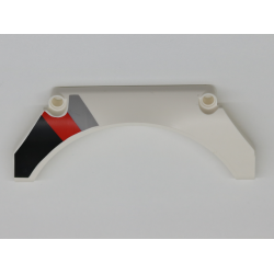 Technic, Panel Car Mudguard Arched 13 x 2 x 5 Straight Top with Black, Red and Gray Diagonal Stripes Pattern Model Back Right Side Technic, Panel Car Mudguard Arched 13 x 2 x 5 Straight Top with Black, Red and Gray Diagonal Stripes Pattern Model Back Right Side