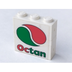 Stickered Assembly 3 x 1 x 2 1/3 with Octan Logo Pattern on Both Sides (Stickers) - Sets 6397 / 6472 - 2 Brick 1 x 3, 1 Plate 1 x 3