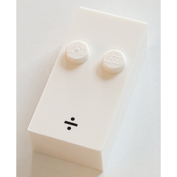 Brick, Braille 2 x 4 with 2 Studs with Black Division Sign (÷) Pattern (dots-25 ⠒)
