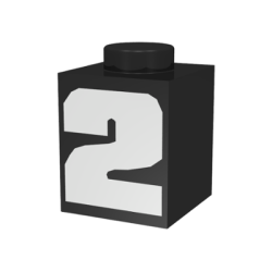 Brick 1 x 1 with White Number 2 Pattern