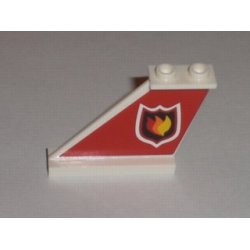 Tail 4 x 1 x 3 with Fire Logo Badge on Red Background Pattern on Left Side (Sticker) - Set 7206
