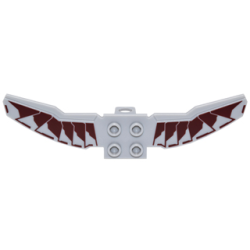 Minifigure Wings Mechanical Extended with Neck Bracket and 4 Back Studs with Dark Red Armor Panels Pattern