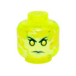 Minifigure, Head Alien Female Ghost with Yellowish Green Face and Sand Green Lips Pattern