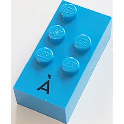 Brick, Braille 2 x 4 with 5 Studs with Black Capital Letter A with Grave (À) Pattern (dots-12356 ⠷) (French with Antoine Numbers)