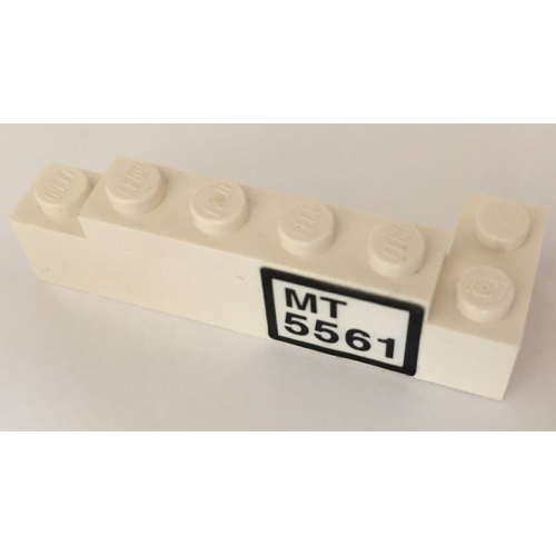 Деталь LEGO BA236pb01 Stickered Assembly 6 x 2 x 1 1/3 with Black 'MT 5561' Pattern (Sticker) - Set 5561 - 1 Brick 1 x 4, 1 Brick 2 x 2 Corner, 1 Plate 1 x 4