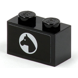 Brick 1 x 2 with Horse Head in White Circle Pattern Model Left Side (Sticker) - Set 7635 Brick 1 x 2 with Horse Head in White Circle Pattern Model Left Side (Sticker) - Set 7635