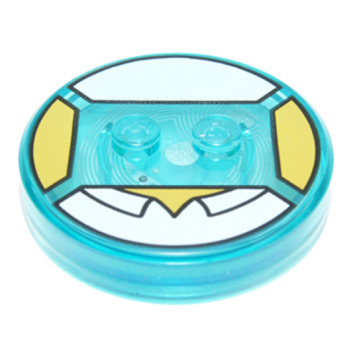 Деталь LEGO 18605c01pb09 Dimensions Toy Tag 4 x 4 x 2/3 with 2 Studs and Trans-Light Blue Bottom with White Collar Shirt and Yellow Neck Pattern (Homer)