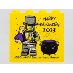 Brick 2 x 4 x 3 with HAPPY HALLOWEEN 2023 LEGOLAND Deutschland Resort Pattern