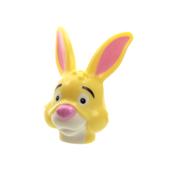 Minifigure, Head, Modified Rabbit with Pointed Ears with Bright Pink Auricles and Nose and White Muzzle Pattern