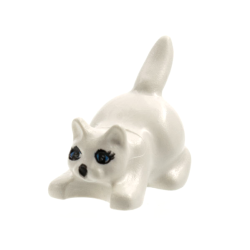 Cat, Crouching with Medium Blue Eyes, Black Pupils, Eyelashes and Nose Pattern