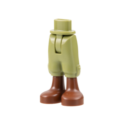 Mini Doll Hips and Trousers Cropped with Molded Reddish Brown Legs and Feet Pattern - Thin Hinge - Olive Green