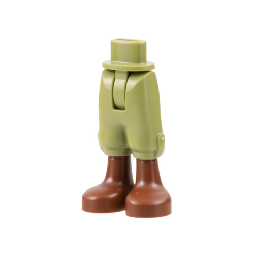 Деталь LEGO 36196c00pb004 Mini Doll Hips and Trousers Cropped with Molded Reddish Brown Legs and Feet Pattern - Thin Hinge - Olive Green