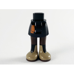 Mini Doll Hips and Skirt, Dark Orange Sash, Dark Brown Legs and Dark Tan Boots Pattern - Thick Hinge