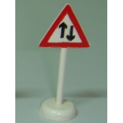 Road Sign with Post, Triangle with 2-Way Road Pattern - Single Piece Unit Road Sign with Post, Triangle with 2-Way Road Pattern - Single Piece Unit