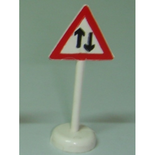 Деталь LEGO bb0307pb02 Road Sign with Post, Triangle with 2-Way Road Pattern - Single Piece Unit