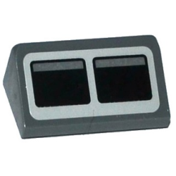 Slope 30 1 x 2 x 2/3 with 2 Black Squares on Light Bluish Gray Background Pattern (Sticker) - Set 75052
