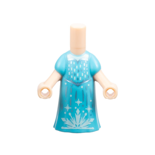 Деталь LEGO 65203pb012 Micro Doll, Body with Molded Medium Azure Dress and Printed Light Aqua Dots, Sparkles, and Half Snowflake, Metallic Light Blue Waistband Pattern