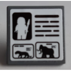 Road Sign 2 x 2 Square with Open O Clip with Caveman Minifigure, Black Lines, Saber-Toothed Tiger and Woolly Mammoth Pattern (Sticker) - Set 60200 Road Sign 2 x 2 Square with Open O Clip with Caveman Minifigure, Black Lines, Saber-Toothed Tiger and Woolly Mammoth Pattern (Sticker) - Set 60200