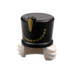 Minifigure, Hair Combo, Hair with Hat, Bushy Hair with Black Shako, Gold Trim Pattern Minifigure, Hair Combo, Hair with Hat, Bushy Hair with Black Shako, Gold Trim Pattern