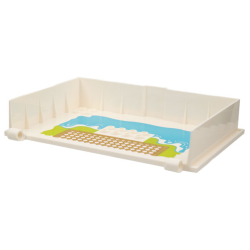 Container, Book Cover Half, 16 x 12 x 2 2/3 (Storybook Adventures) with Medium Azure Water, Lime Grass, Gold and White Checkered Tile Floor Pattern Container, Book Cover Half, 16 x 12 x 2 2/3 (Storybook Adventures) with Medium Azure Water, Lime Grass, Gold and White Checkered Tile Floor Pattern