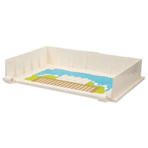 Деталь LEGO 65196pb06 Container, Book Cover Half, 16 x 12 x 2 2/3 (Storybook Adventures) with Medium Azure Water, Lime Grass, Gold and White Checkered Tile Floor Pattern