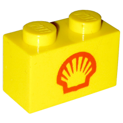 Brick 1 x 2 with Medium Shell Logo Pattern