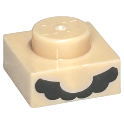 Plate 1 x 1 with Black Bushy Moustache Pattern (Super Mario) Plate 1 x 1 with Black Bushy Moustache Pattern (Super Mario)