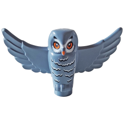 Owl, Spread Wings with Orange Beak and Eyes, Black and White Rippled Chest Feathers Pattern