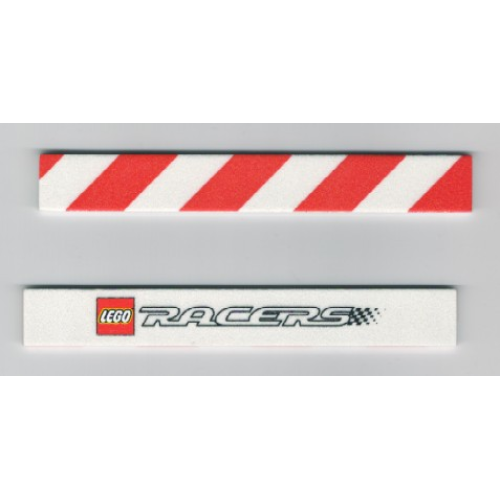 Деталь LEGO x602 Foam Racers, Barrier, Lego and Racers Logos One Side, Red Danger Stripes on Reverse