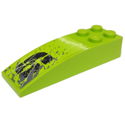 Slope, Curved 6 x 2 with Black Number 6, White Scratches, and Dark Bluish Gray Splatters Pattern Model Left Side (Sticker) - Set 8961 Slope, Curved 6 x 2 with Black Number 6, White Scratches, and Dark Bluish Gray Splatters Pattern Model Left Side (Sticker) - Set 8961