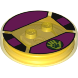 Dimensions Toy Tag 4 x 4 x 2/3 with 2 Studs and Trans-Orange Bottom with Paw Print and Lime Hand in Dark Green Circle on Magenta Background Pattern (Beast Boy) Dimensions Toy Tag 4 x 4 x 2/3 with 2 Studs and Trans-Orange Bottom with Paw Print and Lime Hand in Dark Green Circle on Magenta Background Pattern (Beast Boy)