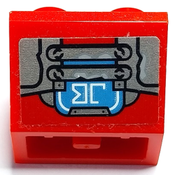 Slope, Inverted 45 2 x 2 with Flat Bottom Pin with Silver Handles and Plates and Dark Azure Screen with White 'JB' Pattern (Sticker) - Set 70436