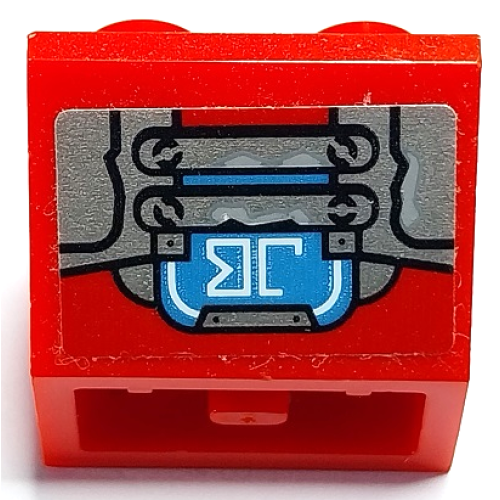 Деталь LEGO 3660pb032 Slope, Inverted 45 2 x 2 with Flat Bottom Pin with Silver Handles and Plates and Dark Azure Screen with White 'JB' Pattern (Sticker) - Set 70436