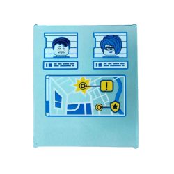 Glass for Window 1 x 6 x 6 Flat Front with Yellow, Blue and White GPS Map Screen and 2 Crook Minifigures Pattern Glass for Window 1 x 6 x 6 Flat Front with Yellow, Blue and White GPS Map Screen and 2 Crook Minifigures Pattern