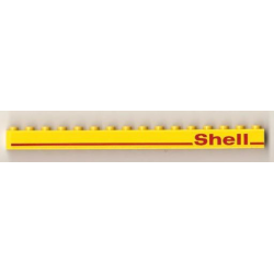 Brick 1 x 16 with Red Line and 'Shell' Right Pattern (Sticker) - Set 1256