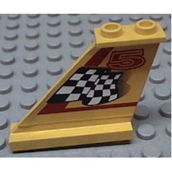 Tail 4 x 1 x 3 with Black and White Checkered Flag, Red Line and Number 5 Pattern Model Left Side (Sticker) - Set 8225