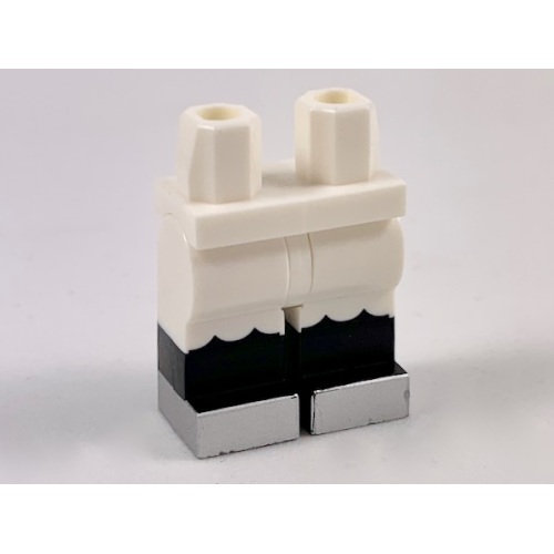 Деталь LEGO 970c00pb0950 Hips and Legs with Molded Black Lower Legs / Boots and Printed Ruffles and Silver Shoes Pattern
