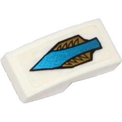 Slope, Curved 2 x 1 x 2/3 with Blue Arrow and Gold Feathers Pattern (Sticker) - Set 70124 Slope, Curved 2 x 1 x 2/3 with Blue Arrow and Gold Feathers Pattern (Sticker) - Set 70124