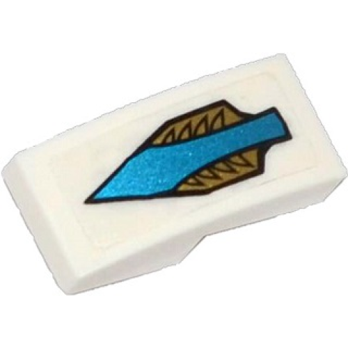 Деталь LEGO 11477pb009 Slope, Curved 2 x 1 x 2/3 with Blue Arrow and Gold Feathers Pattern (Sticker) - Set 70124