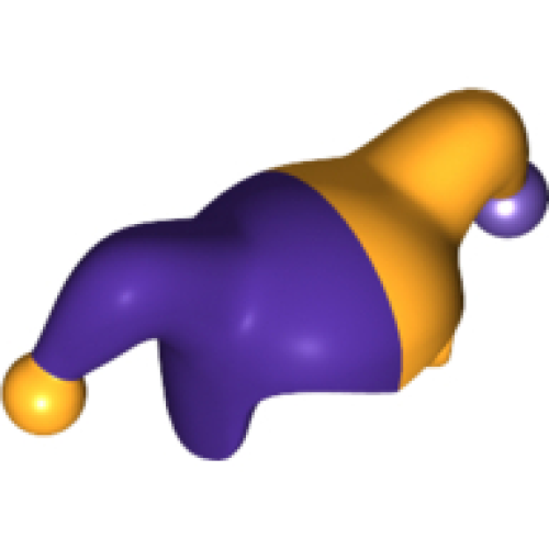 Деталь LEGO 62537pb06 Minifigure, Headgear Jester's Cap with Dark Purple Right Side and Dark Purple Pom Pom Left Side Pattern