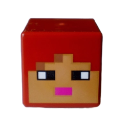 Minifigure, Head, Modified Cube with Pixelated Medium Nougat and Nougat Face, Black Eyes and Dark Pink Mouth Pattern (Minecraft Jungle Explorer) Minifigure, Head, Modified Cube with Pixelated Medium Nougat and Nougat Face, Black Eyes and Dark Pink Mouth Pattern (Minecraft Jungle Explorer)