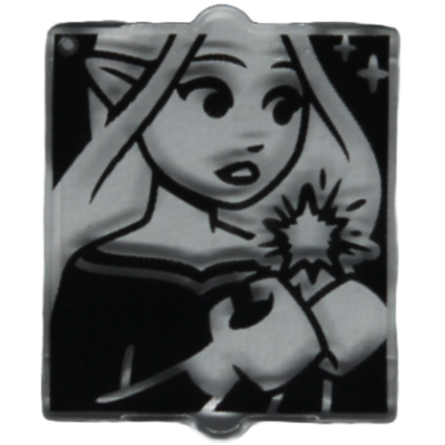 Деталь LEGO 60601pb049 Glass for Window 1 x 2 x 2 Flat Front with Elves Minifigure, Star and Sparkles on Black Background Pattern