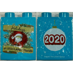 Duplo, Brick 1 x 2 x 2 with Holidays at LEGOLAND Florida 2020, Santa Claus Minifigure Pattern